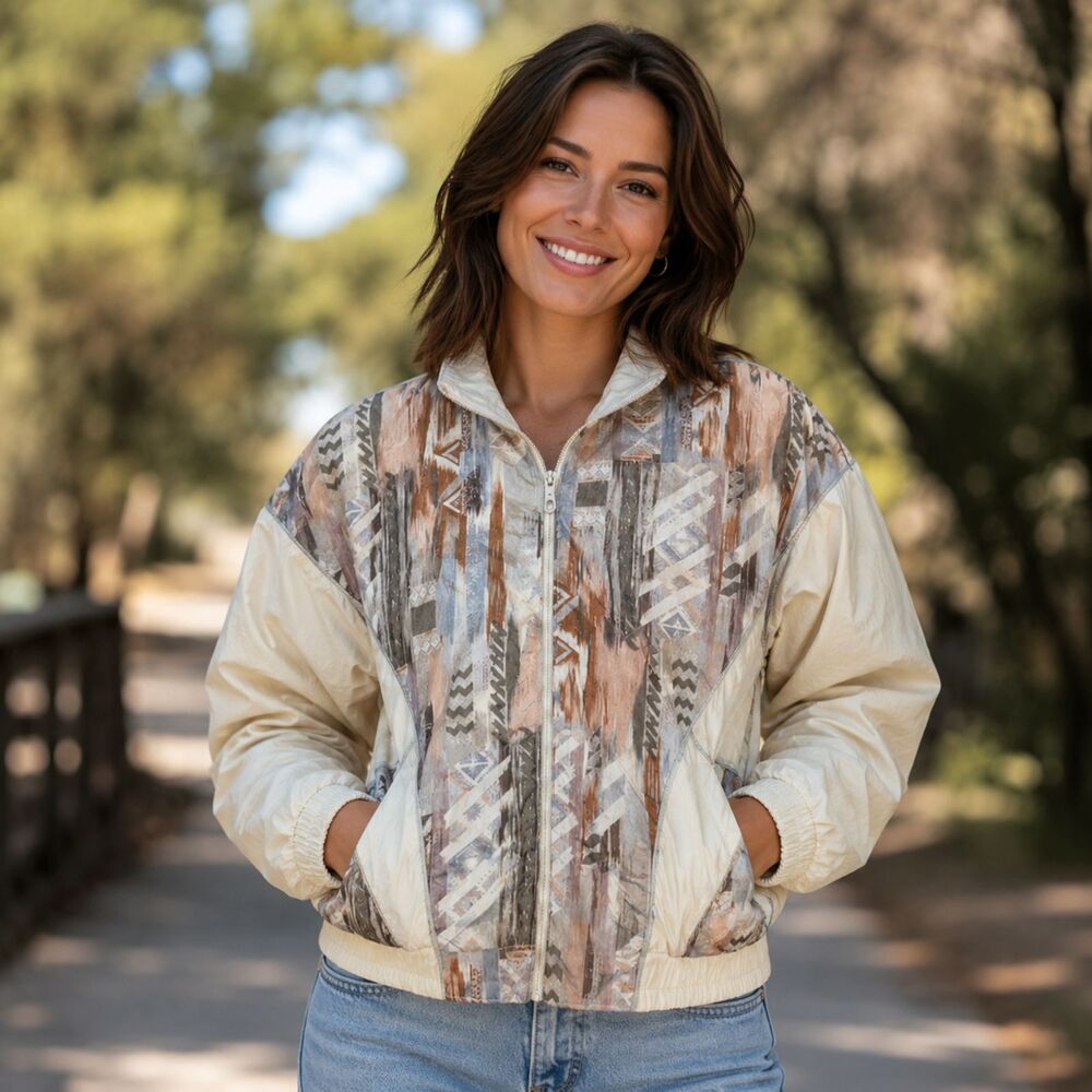Vintage Westside Connection Aztec Print Windbreaker Jacket Women’s M Retro Nylon